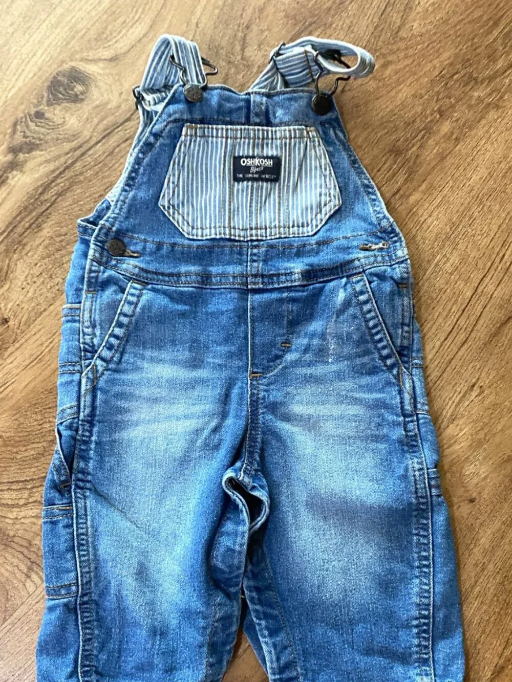 Lot of 3 OSHKOSH Overalls Blue/Stripes/Brown-6-9 Months